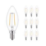 Lot 10x Philips Corepro LED Bougie E14 Filament Claire 2W 250lm – 827 – Blanc Très Chaud | Équivalent 25W